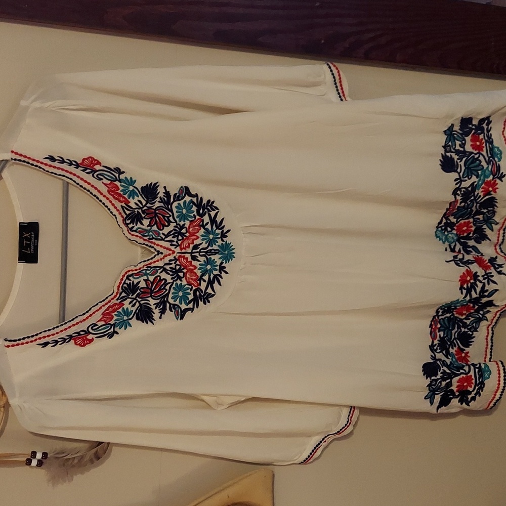 LTX WHITE blouse with embroidery